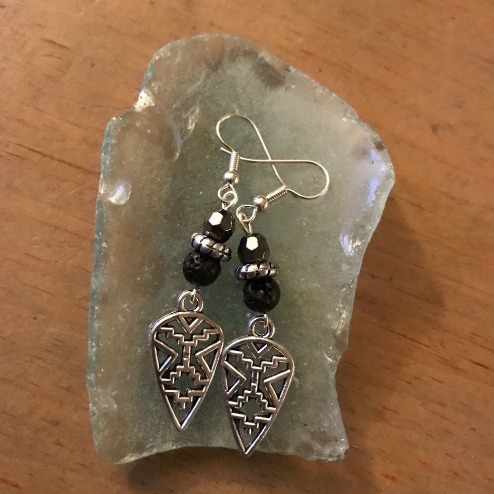 Handmade Aztec Shield Essential Oil Diffuser Earrings